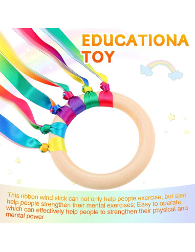 12 Piezas Juguetes de Madera Waldorf Cinta Arcoíris Educativos