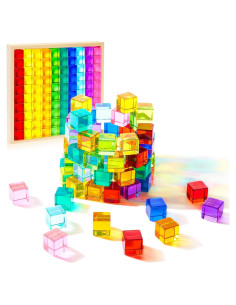 Cubos de Acrílico Arcoíris Meooeck 60 Piezas Educativos