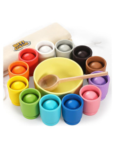 Juguete de Clasificación de Colores Montessori Biticolor 12 Pelotas 40mm
