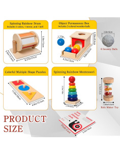 Juego de Juguetes de Madera LECEHIVO 12 Piezas para Bebés 2