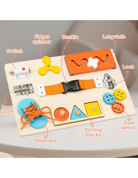 Tablero Ocupado Montessori KDSFT 9-en-1 para Niños 3-5 Años Tablero Ocupado Montessori KDSFT 9-en-1 para Niños 3-5 Años