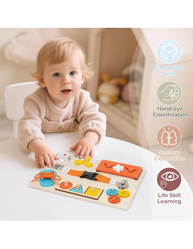 Tablero Ocupado Montessori KDSFT 9-en-1 para Niños 3-5 Años