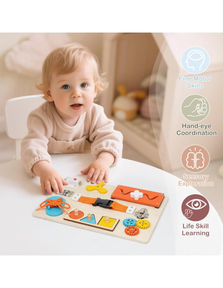 Tablero Ocupado Montessori KDSFT 9-en-1 para Niños 3-5 Años Tablero Ocupado Montessori KDSFT 9-en-1 para Niños 3-5 Años