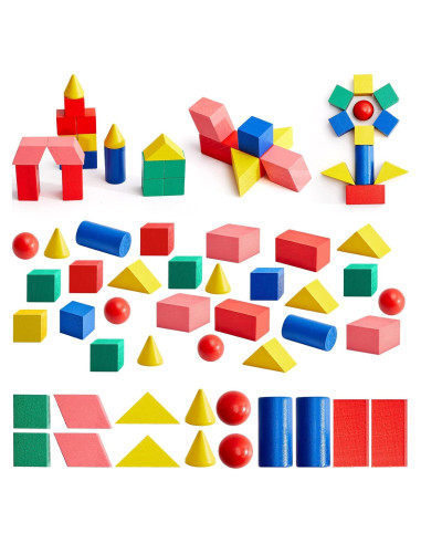 140 Piezas Bloques Geométricos de Madera Sotiff para Niños