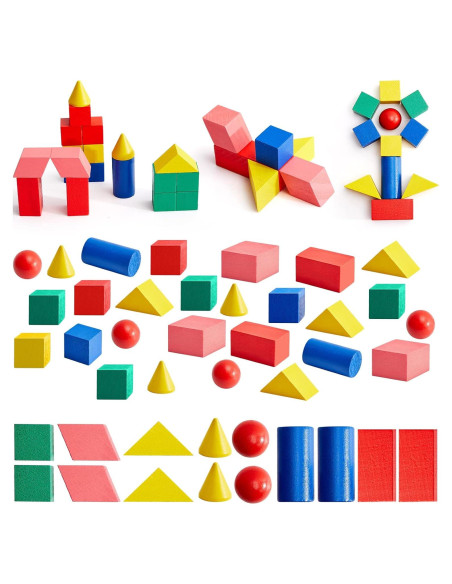 140 Piezas Bloques Geométricos de Madera Sotiff para Niños
