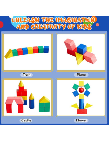 140 Piezas Bloques Geométricos de Madera Sotiff para Niños