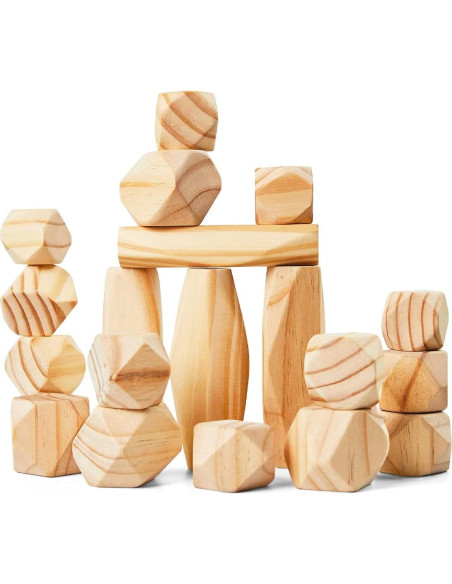 Conjunto de Juguetes Montessori Panda Brothers - Piedras de Equilibrio y Calendario de Madera
