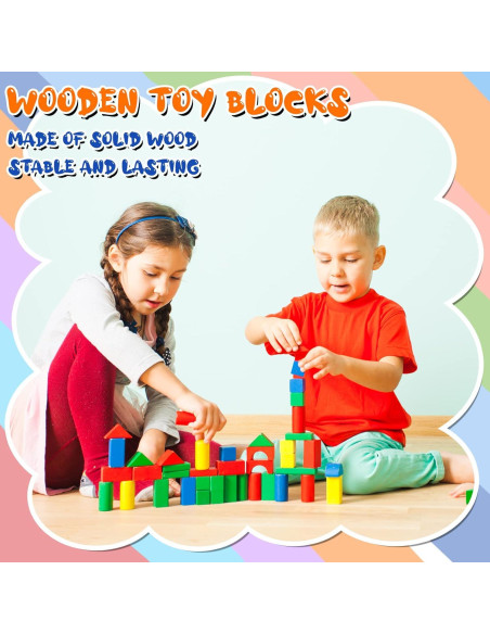 140 Piezas Bloques Geométricos de Madera Sotiff para Niños