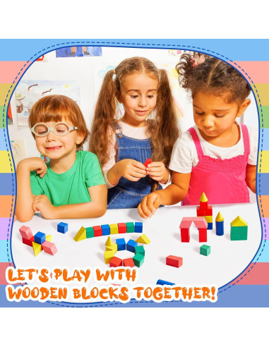 140 Piezas Bloques Geométricos de Madera Sotiff para Niños