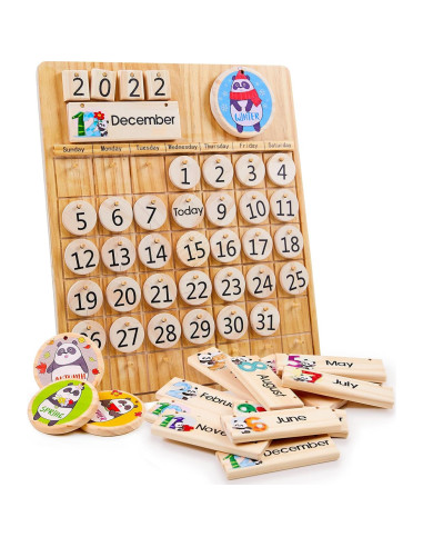 Conjunto de Juguetes Montessori Panda Brothers - Piedras de Equilibrio y Calendario de Madera