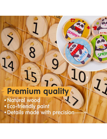 Conjunto de Juguetes Montessori Panda Brothers - Piedras de Equilibrio y Calendario de Madera