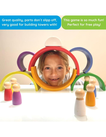 Set de Juguete Montessori Extasticks - Arco Iris de Madera 16 Piezas Set de Juguete Montessori Extasticks - Arco Iris de Madera 16 Piezas