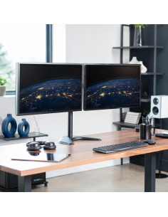 Soporte Doble VIVO STAND-V002F para 2 Monitores 27" 2