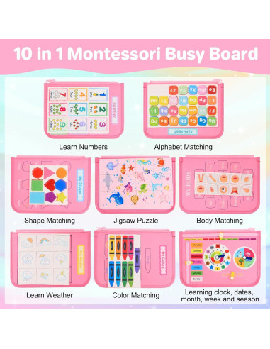 Tablero Ocupado Montessori TOYSYM Unicornio Rosa 28x22cm