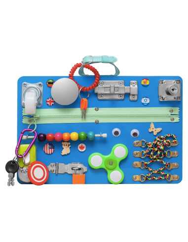 Tablero Ocupado Montessori YIBAI Azul para Habilidades Motoras