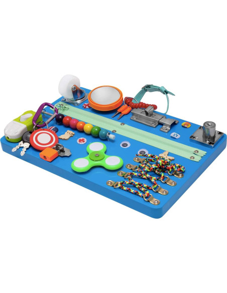 Tablero Ocupado Montessori YIBAI Azul para Habilidades Motoras