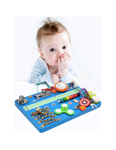 Tablero Ocupado Montessori YIBAI Azul para Habilidades Motoras