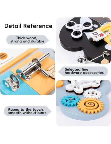 Tablero Sensorial Montessori Oso Azul 43x33 cm para Niños 3-6 Años