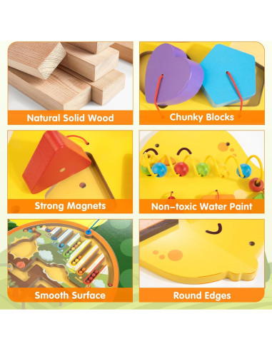 Panel de Actividades Montessori Chick Squad 11 en 1 para Niños