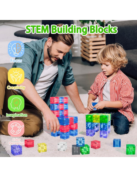 Bloques Magnéticos Transparentes Apluses 32PCS Juguetes STEM