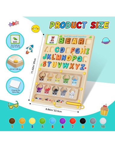 Juguete Montessori 3 en 1 LIOKLICK - Laberinto Magnético y Pizarra