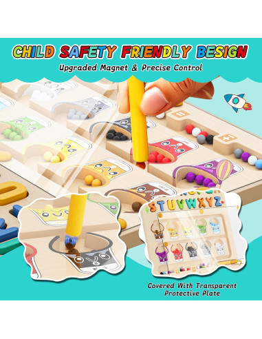 Juguete Montessori 3 en 1 LIOKLICK - Laberinto Magnético y Pizarra