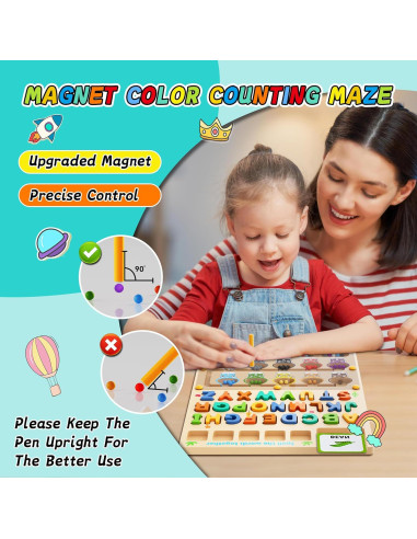 Juguete Montessori 3 en 1 LIOKLICK - Laberinto Magnético y Pizarra