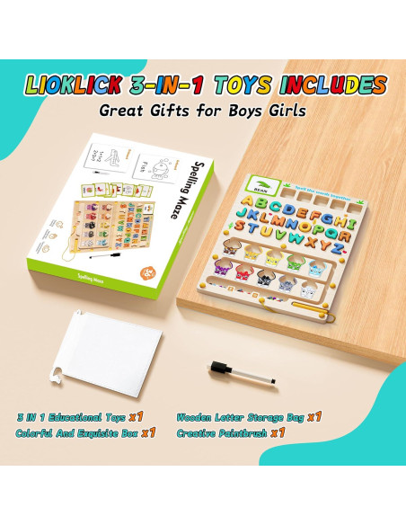 Juguete Montessori 3 en 1 LIOKLICK - Laberinto Magnético y Pizarra