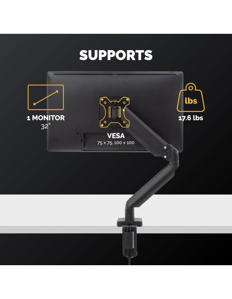 Brazo de Monitor Fellowes Platinum 32" Ergonómico USB Negro