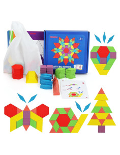 Juego de Bloques de Madera GEMEM 155 Piezas Educativo 4-8 Años