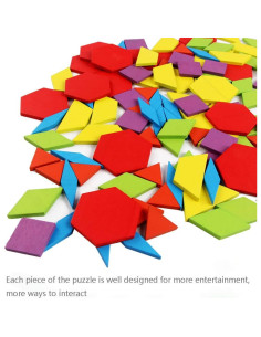 Juego de Bloques de Madera GEMEM 155 Piezas Educativo 4-8 Años 2