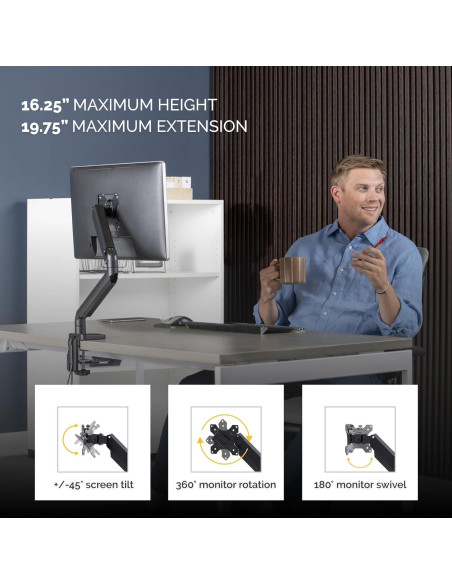 Brazo de Monitor Fellowes Platinum 32" Ergonómico USB Negro