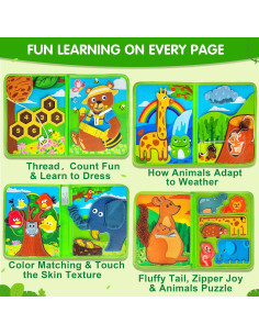 Libro Ocupado Montessori de Animales Quanquer 30 en 1 2