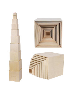 Cajas de Apilamiento de Madera TOWO - Juguetes Montessori 10 Piezas