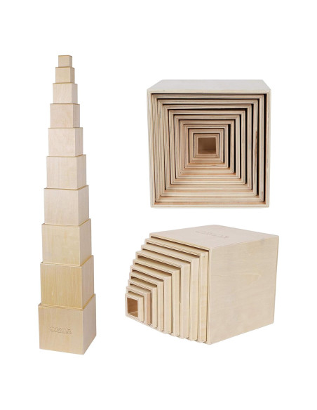 Cajas de Apilamiento de Madera TOWO - Juguetes Montessori 10 Piezas