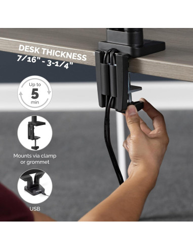 Brazo de Monitor Fellowes Platinum 32" Ergonómico USB Negro