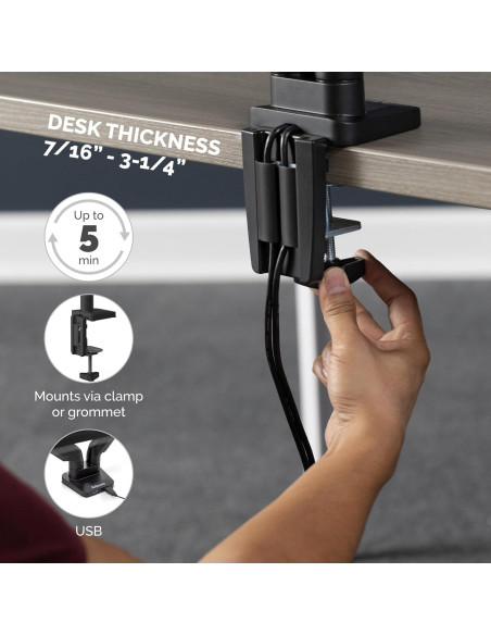 Brazo de Monitor Fellowes Platinum 32" Ergonómico USB Negro