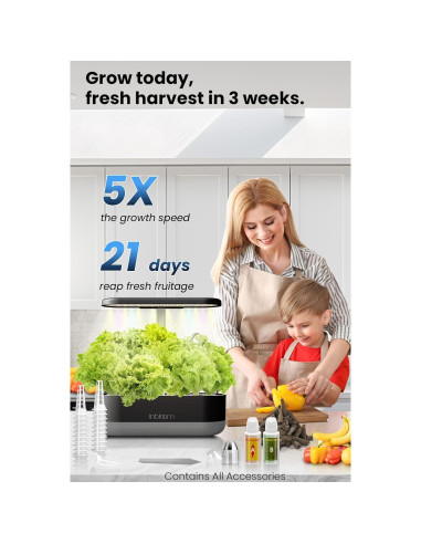 Kit Hidropónico inbloom 12 Cápsulas Jardín Interior Negro