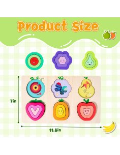 Rompecabezas de Madera Apilable Adena Montessori 18 Piezas 2