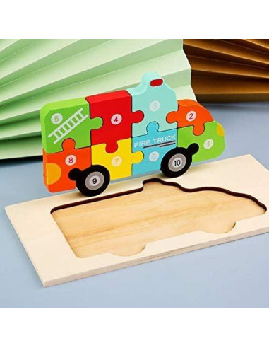 Rompecabezas 3D de Madera Moderngenic Camión de Bomberos