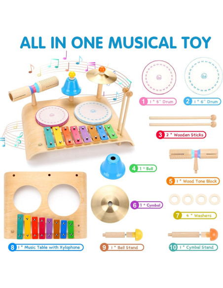 Set de Batería Sweet Time 8 en 1 para Niños de 3 a 7 Años