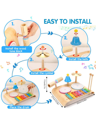 Set de Batería Sweet Time 8 en 1 para Niños de 3 a 7 Años