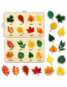 Paquete de 2 Rompecabezas de Madera Hoja Montessori 20x33cm 2