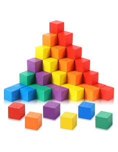 Bloques de Madera Coloridos Sasylvia 72 Pcs 1 cm para Manualidades