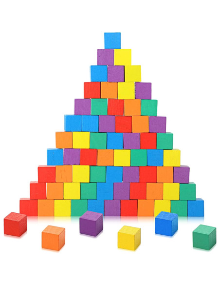 Bloques de Madera Coloridos Sasylvia 72 Pcs 1 cm para Manualidades