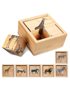 Juego de Rompecabezas de Animales de Madera Soulchen 6 en 1