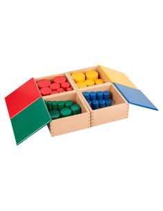 Bloques de Apilamiento Montessori de Madera - Set de 4 Colores