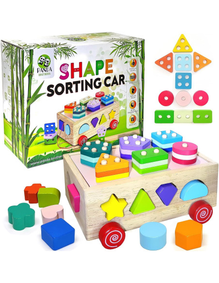 Conjunto de Juguetes Montessori Panda Brothers - Coche y Piedras