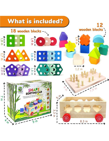 Conjunto de Juguetes Montessori Panda Brothers - Coche y Piedras