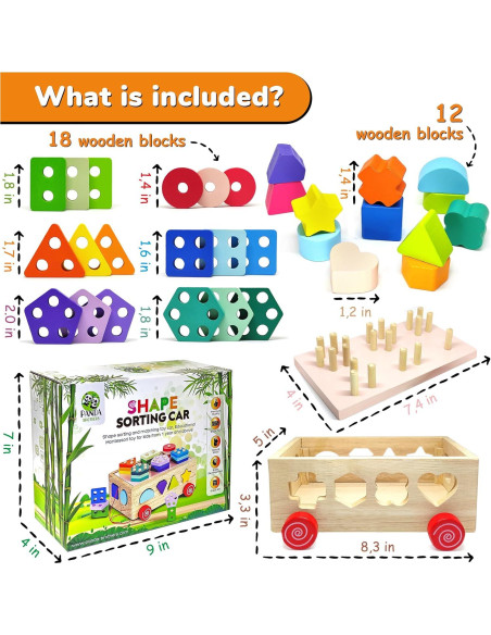 Conjunto de Juguetes Montessori Panda Brothers - Coche y Piedras